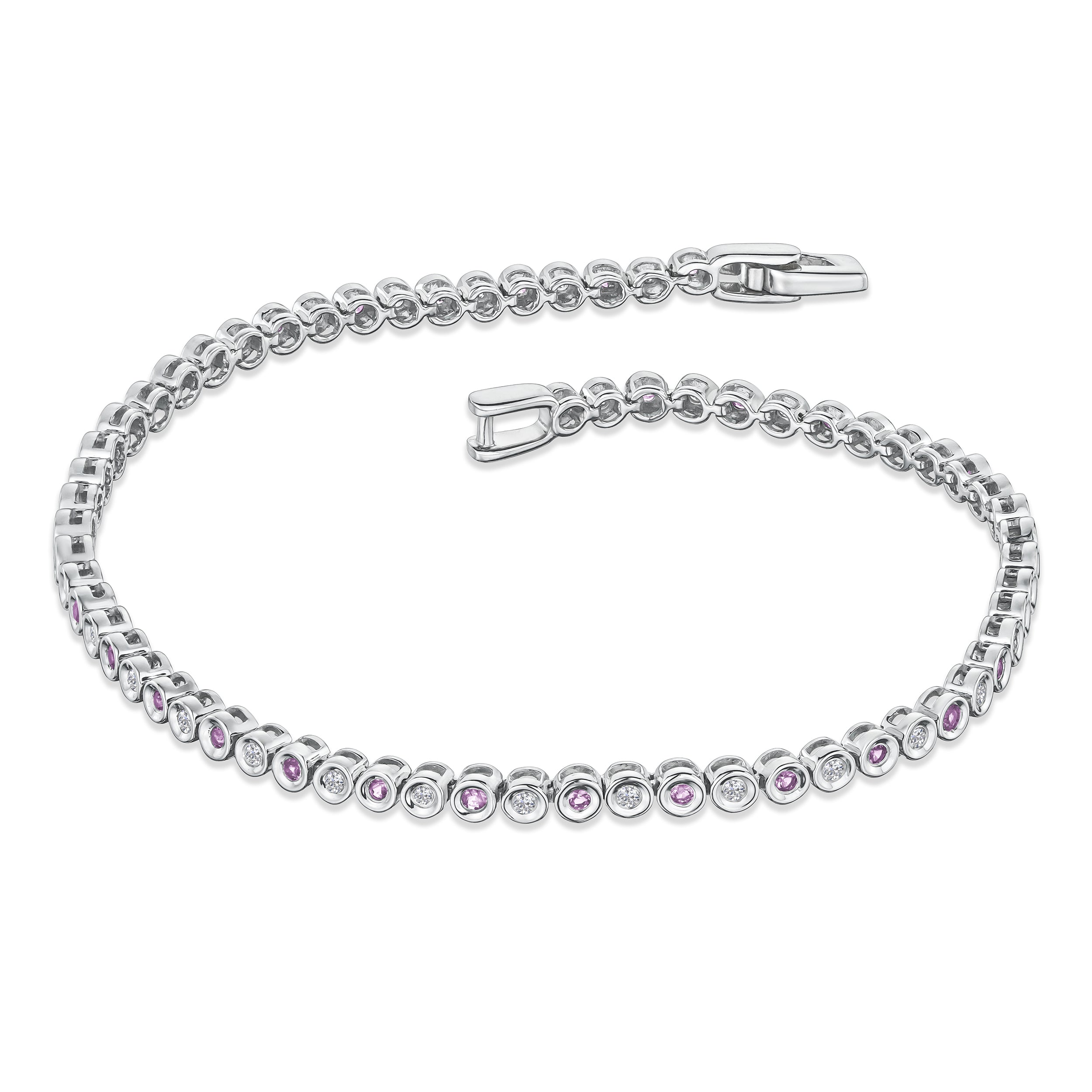 0.39ct Pink Sapphire and 0.35ct Lab Diamond Bracelet in 925 Sterling Silver